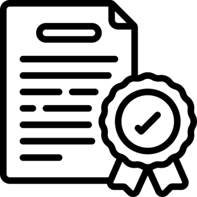 Das ist ein Icon, welches ein Zertifikat als Symbol für Qualität darstellt.