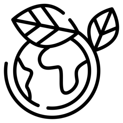 Das ist ein Icon, welches Die Welt mit Blättern als Symbol für Nachhaltigkeit darstellt.